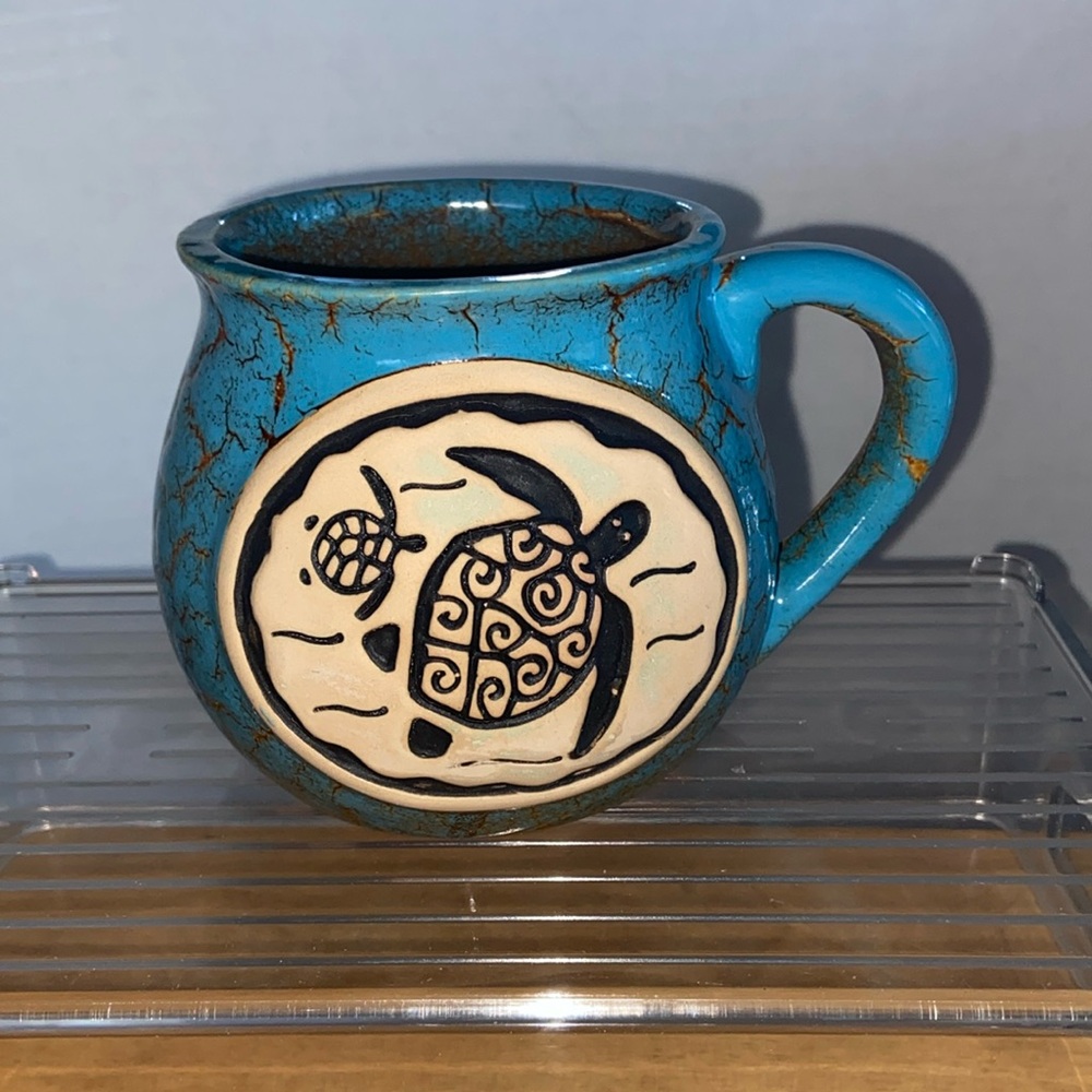 Cape Shore Sea Turtles Mug/Bean Pot Blue Stoneware.